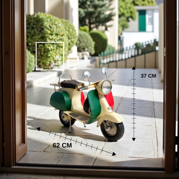 Galotti 62 cm Metal Klasik Vespa Motosiklet Maketi Retro Scooter Modeli, Dekoratif Obje Hediyelik