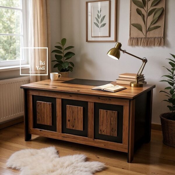 Surcroit 160 cm Ofis Masa Takımı Ofis Mobilyaları Büro Makam Odası Yönetici Set Konsol Etajer Sehpa