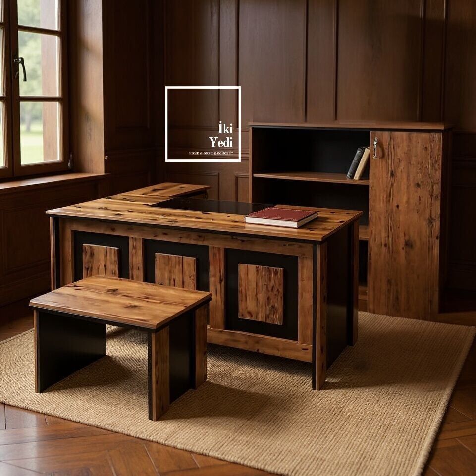 Surcroit 160 cm Ofis Masa Takımı Ofis Mobilyaları Büro Makam Odası Yönetici Set Konsol Etajer Sehpa