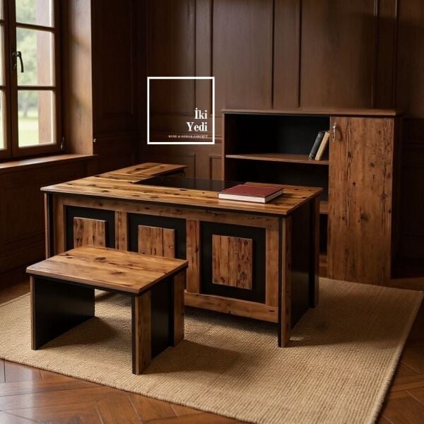 Surcroit 160 cm Ofis Masa Takımı Ofis Mobilyaları Büro Makam Odası Yönetici Set Konsol Etajer Sehpa