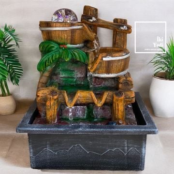 Steffen LED Işıklı Yapay Taş Bahçe Şelalesi – İç Mekan Masaüstü Su Çeşmesi, Meditasyon Dekoru