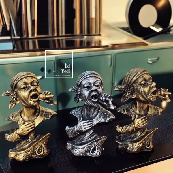 Samuel Singer Küçük Müzisyen Biblosu Şarkıcı Heykel Figürü Retro Dekoratif Obje