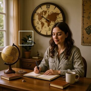 Eduardo Dünya Haritalı Duvar Saati | 68 cm Büyük Boy Ahşap Görünümlü Dekoratif Saat Ev Ofis Hediye