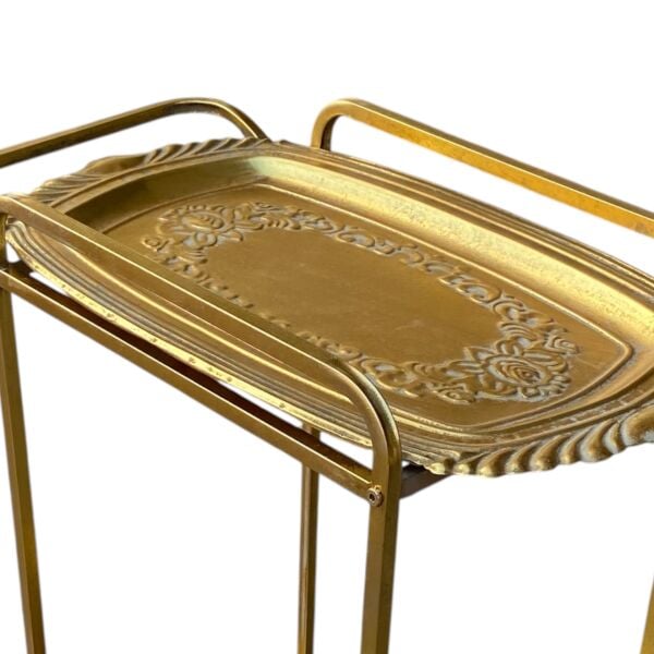 Agatha 771 Metal Eskitme 2 Katlı Servis Arabası Tekerlekli Bar Çay Sunum Sehpası Salon Ofis Dekor