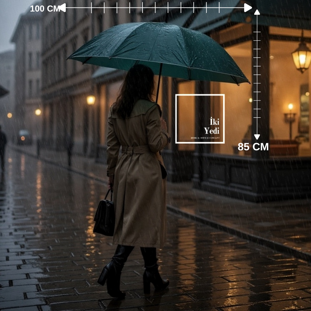 Pluie Yeşil Baston Şemsiye | Klasik ve Zarif Şehir Tarzı Şemsiye (85x100 cm) Hediyelik Eşyalar