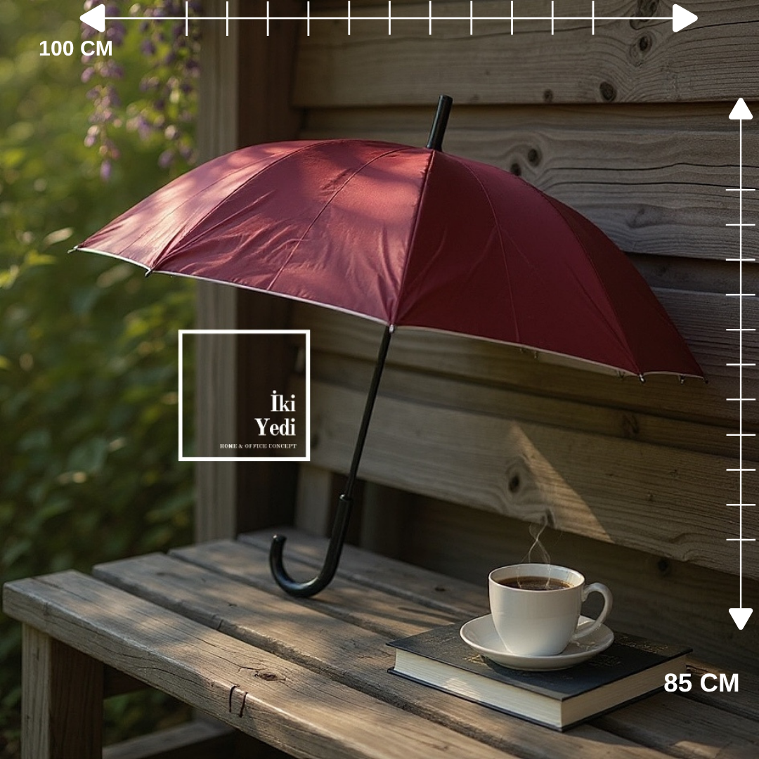 Pluie Bordo Baston Şemsiye | Klasik ve Zarif Şehir Tarzı Şemsiye (85x100 cm) Hediyelik Eşyalar
