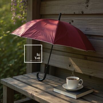 Pluie Bordo Baston Şemsiye | Klasik ve Zarif Şehir Tarzı Şemsiye (85x100 cm) Hediyelik Eşyalar