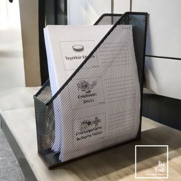 Kalu Siyah Metal Evrak Rafı – Masaüstü Düzenleyici Tel Örgü Dosyalık, Ofis ve Çalışma Masası İçin