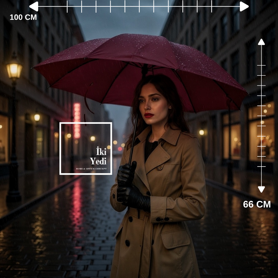 Henry Bordo Katlanabilir Portatif Şemsiye | Şehir Şıklığında Kompakt Konfor (100x66 cm) Hediyelik