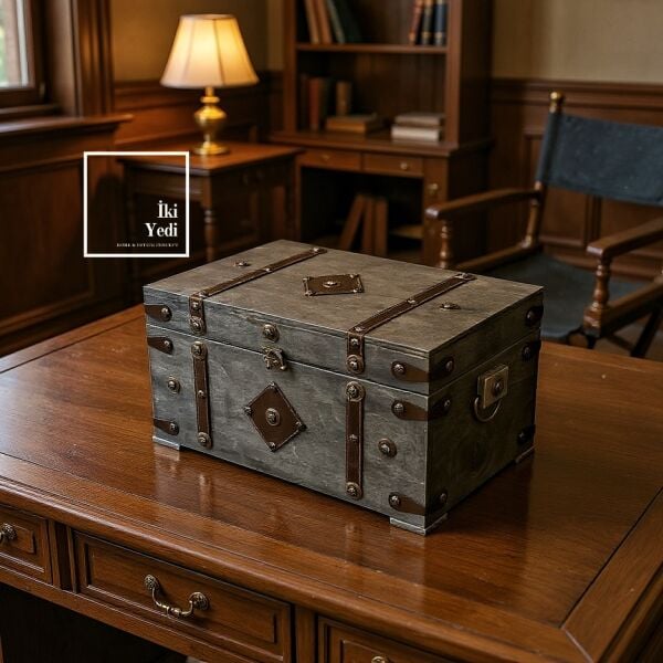 Toonan 772 Vintage Sandık Dekoratif Saklama Kutusu Retro Ofis Antika Tarz Organizer Hazine Sandığı