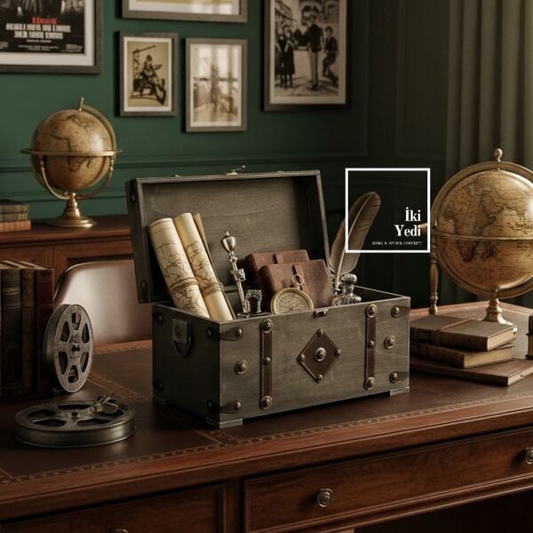 Toonan 772 Vintage Sandık Dekoratif Saklama Kutusu Retro Ofis Antika Tarz Organizer Hazine Sandığı
