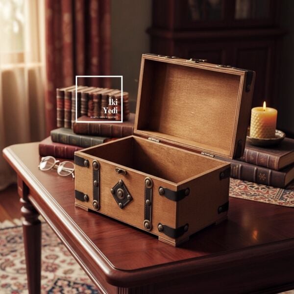 Toonan 773 Retro Ahşap Sandık Kutu Vintage Dekoratif Saklama Kutusu Masaüstü Organizer Hediye Gift