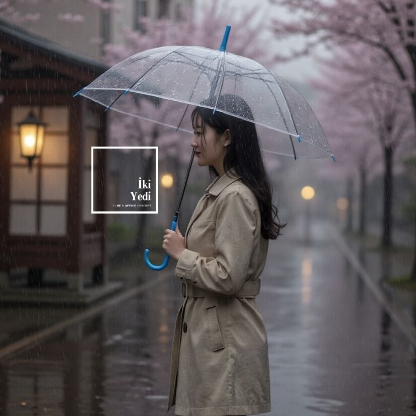 Robzom Mavi Şeffaf Şemsiye | Modern ve Enerjik Tasarım (90x70 cm) Hediyelik Eşyalar Minimalist