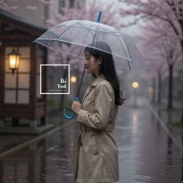 Robzom Mavi Şeffaf Şemsiye | Modern ve Enerjik Tasarım (90x70 cm) Hediyelik Eşyalar Minimalist