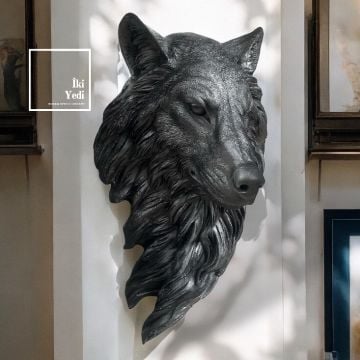 Crassus Bozkurt Başı Büst 50 cm Duvar Dekoru Kurt Kafası Heykel Ofis Salon Hediyesi Duvar Süsü