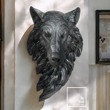 Crassus Bozkurt Başı Büst 50 cm Duvar Dekoru Kurt Kafası Heykel Ofis Salon Hediyesi Duvar Süsü