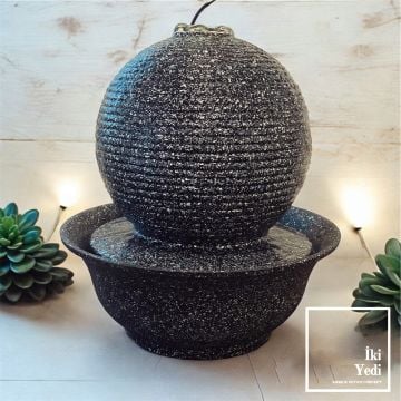 Lonwuk LED Işıklı Taş Görünümlü Masaüstü Şelale – İç Mekan Su Çeşmesi, Meditasyon Dekoru