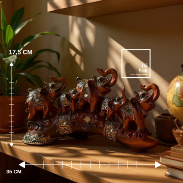 Joao 77-3 Fil Ailesi Biblo | Bereket, Aile ve Uyum Sembolü Dekoratif Obje 5'li Sıralı Fil Figürü
