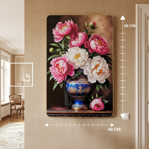 Parc Şakayık Çiçekli Dekoratif Duvar Tablosu 40x60 cm, Çerçeveli Salon ve Oturma Odası Duvar Dekoru