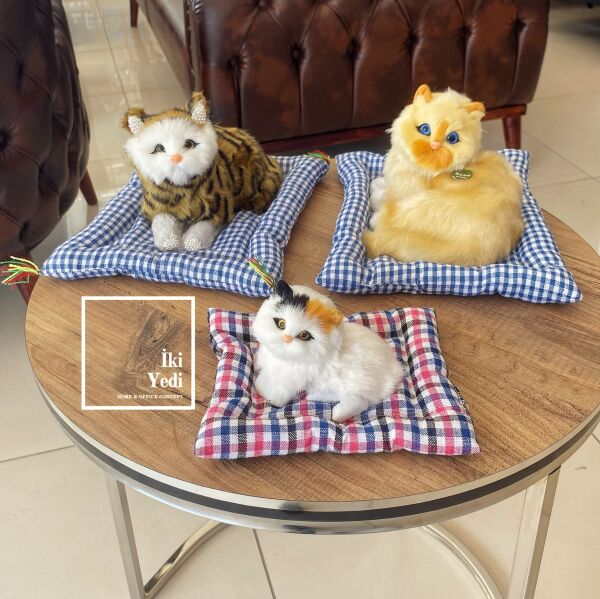 Miyavlayan Ses Çıkaran Yastıklı Kediler : Dekoratif Objeler Hayvanseverlere Hediye Veteriner Petshop Giriş Ürünü Karşılama Banko Masa Üstü Aksesuar