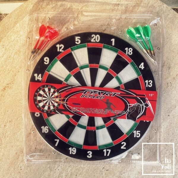 29 cm Dart Seti, Çift Taraflı Dart Tahtası ve 4 Ok, Eğlenceli Hedef Oyunu, Ofis ve Ev Hediyesi