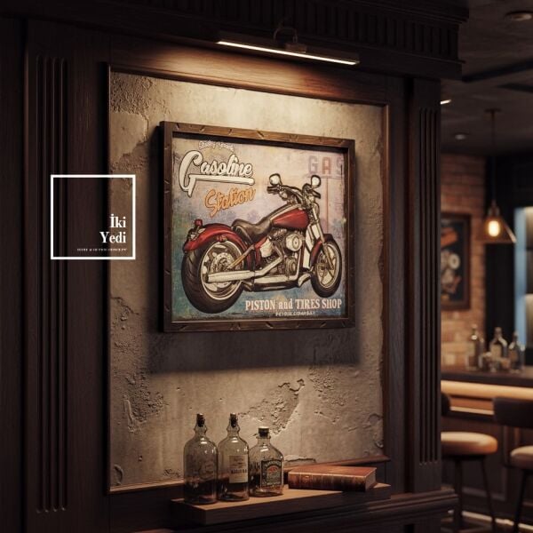 Pstngas Metal Kabartmalı Motosiklet Tablo, Vintage Duvar Dekoru, Retro Ofis Bar Aksesuarı Cafe Pub