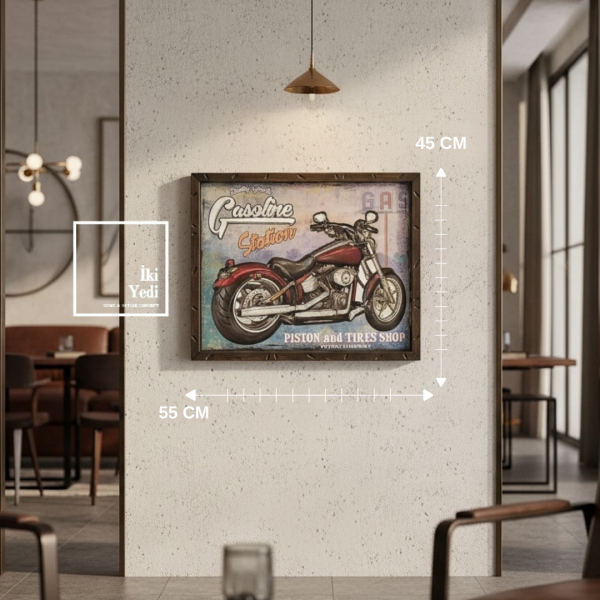 Pstngas Metal Kabartmalı Motosiklet Tablo, Vintage Duvar Dekoru, Retro Ofis Bar Aksesuarı Cafe Pub