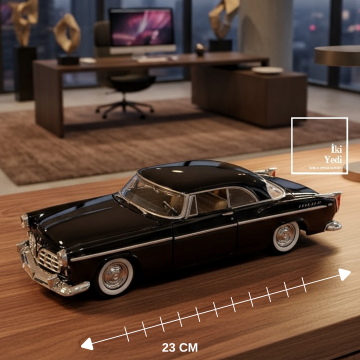 Siyah Klasik Amerikan Stil Araba Maketi 23 cm – Dekoratif Metal Model, Masa Üstü Obje Ofis Hediyesi