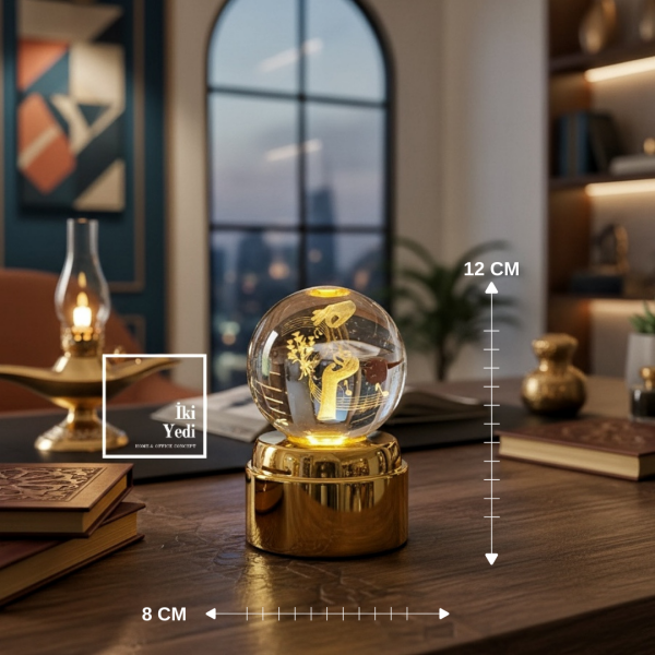 Mobius Dönen Cam Küre Eller Kristal Serenat LED Gece Lambası, Işıklı Dekoratif Masaüstü Küre 12 cm