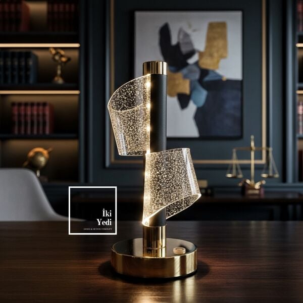 Corvinus 774 Dokunmatik Şarjlı LED Masa Lambası 3 Renk Modern Lüks Dekoratif Gece Lambası Hediyelik