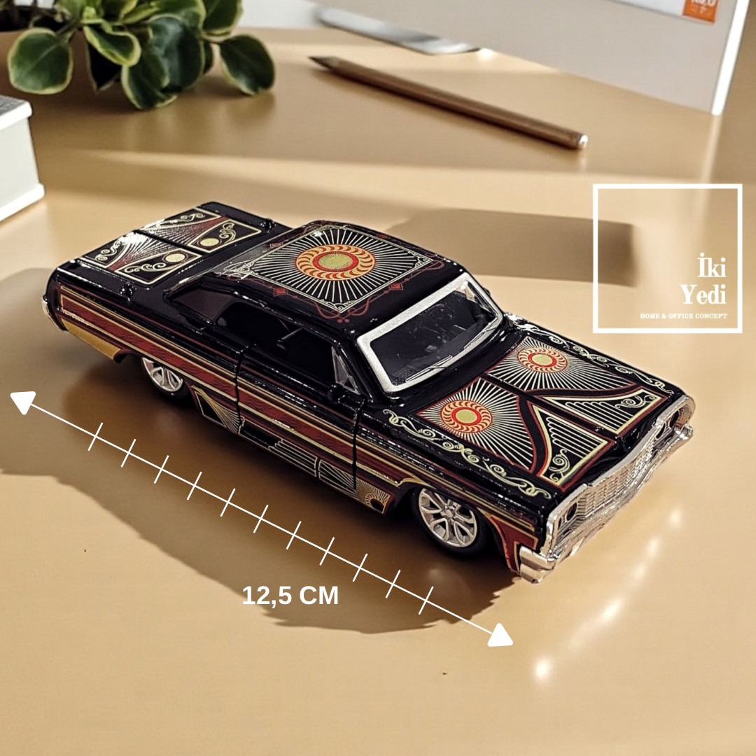 Lennix Metal Model Araba 12,5 cm Dekoratif Masaüstü Mini Araba Hediyelik Obje Aksesuar Siyah