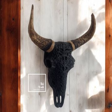 Missoula Büyük Boğa Kafası Duvar Dekoru 46 cm İşleme Kafası Objesi Dekoratif Heykeller Ofis Hediye