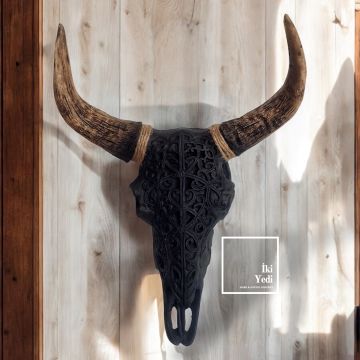 Missoula Büyük Boğa Kafası Duvar Dekoru 46 cm İşleme Kafası Objesi Dekoratif Heykeller Ofis Hediye