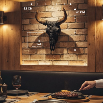 Missoula Büyük Dekoratif Boğa Kafası Duvar Objesi Maskülen Duvar Dekoru Cafe Ev Ofis Etkileyici Şık