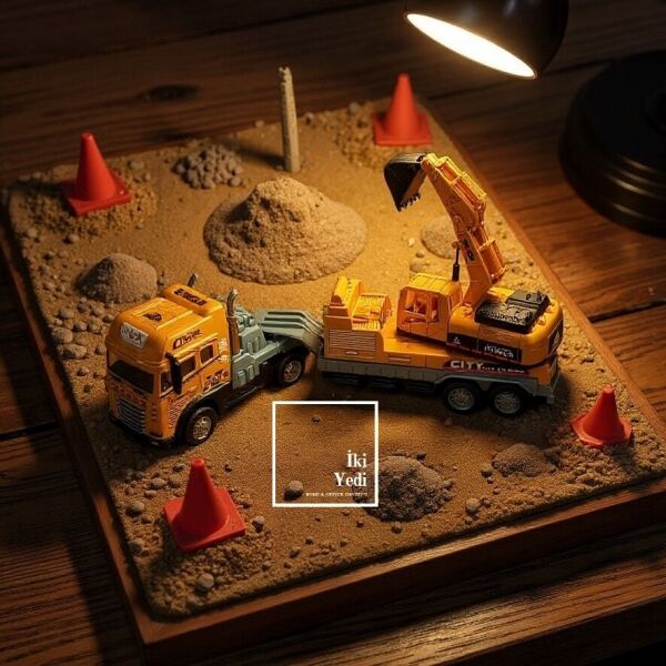 Bennett Ekskavatör Maketi İş Makinesi Modeli Obje Ofis Hediyesi Müteahhit Mühendis İnşaat Tema