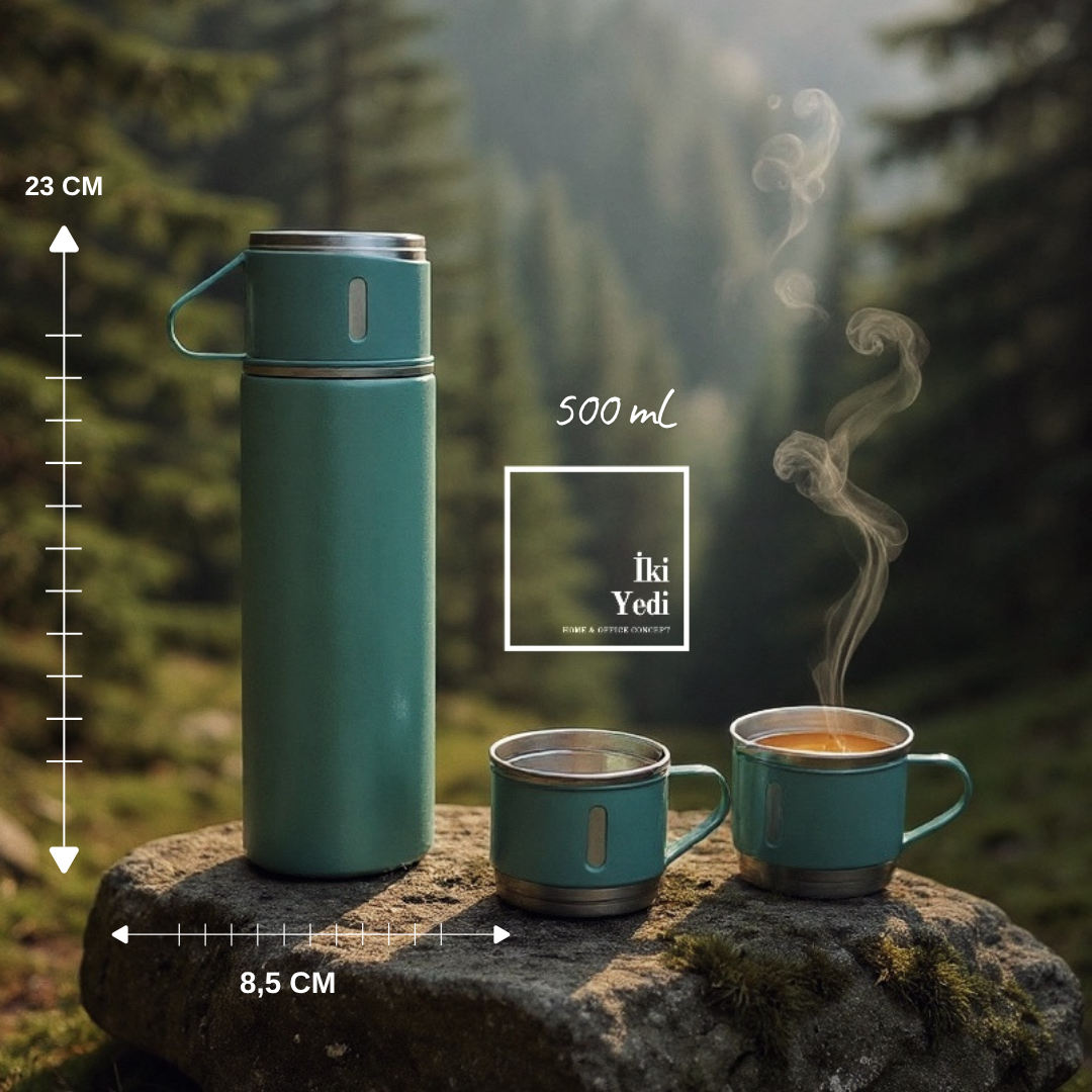 Daum Termos Bardak Seti 500 ml – Paslanmaz Çelik Kamp Termosu, Outdoor Şık Hediye, Doğa Aksesuarı