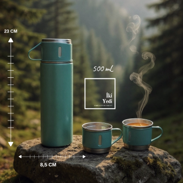 Daum Termos Bardak Seti 500 ml – Paslanmaz Çelik Kamp Termosu, Outdoor Şık Hediye, Doğa Aksesuarı