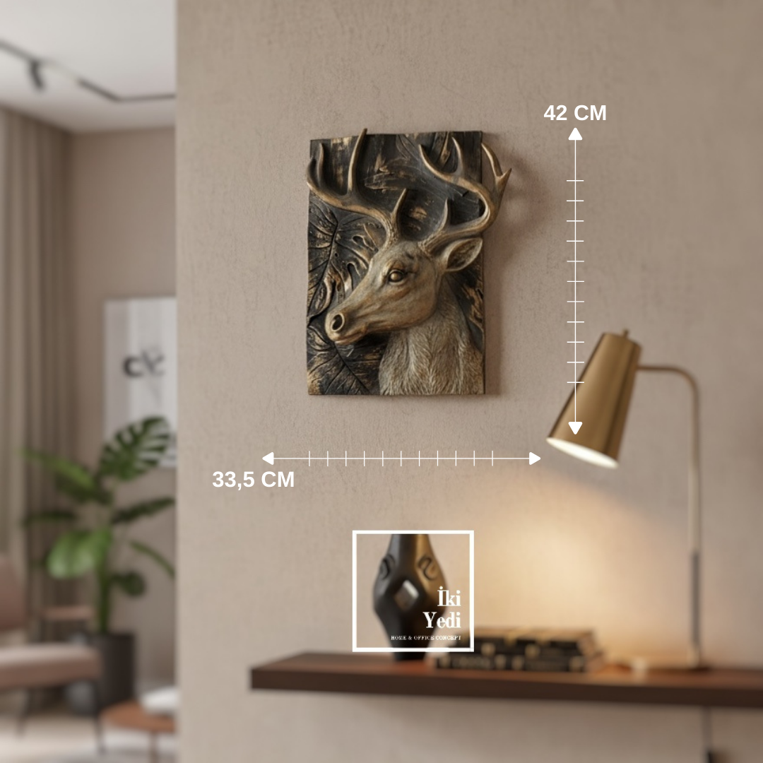 Kimberley 772 Noble Deer Kabartmalı Geyik Duvar Pano Tablo Modern Dekoratif Obje Duvar Dekorasyonu