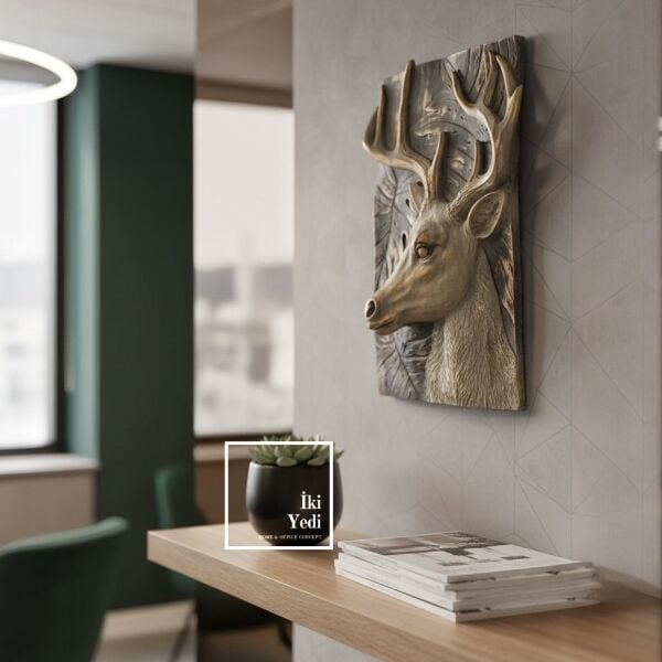 Kimberley 772 Noble Deer Kabartmalı Geyik Duvar Pano Tablo Modern Dekoratif Obje Duvar Dekorasyonu