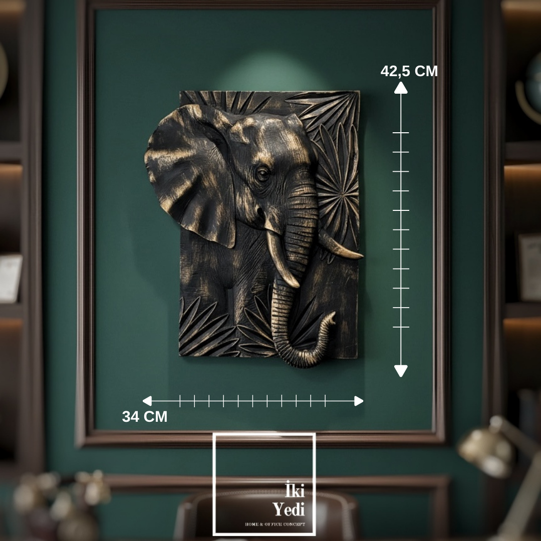 Branimir 771 Majestic Elephant Kabartmalı Fil Duvar Pano Tablo Dekoratif Duvar Objesi Dekorasyon