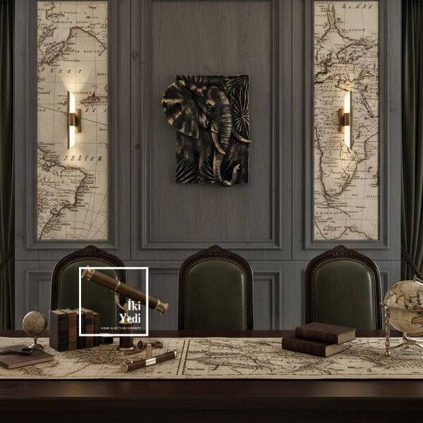 Branimir 771 Majestic Elephant Kabartmalı Fil Duvar Pano Tablo Dekoratif Duvar Objesi Dekorasyon