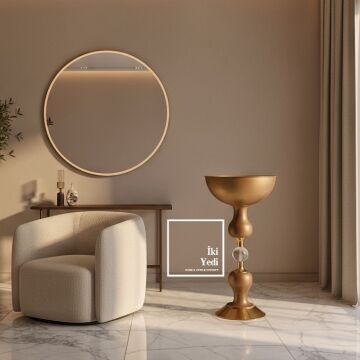 Franglen 90 cm Bronz Renk Metal Vazo Büyük Dekoratif Obje Şık Çiçeklik Lüks Salon ve Ofis Aksesuarı