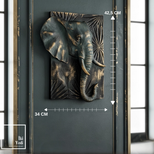 Branimir 773 Majestic Elephant Kabartmalı Fil Duvar Pano Tablo Dekoratif Obje Duvar Rölyef Aksesuar
