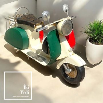 Galotti 62 Cm Büyük Scooter Dekoru Dev Metal Maket İtalyan Obje Giriş Lobi Bahçe Motor Mağazaları