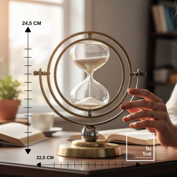 Nigel Kuantum Tasarım Gold Kum Saati, 15 Dakika Cam Obje Ofis Masaüstü Dekoratif Hediyelik Aksesuar