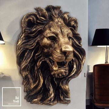 Maxwell Aslan Kafası Duvar Dekoru, Gold Aslan Biblo, Heykelsi Aslan Figürü, Maskülen Ev Aksesuarı, Ofis Dekorasyonu, Duvar Süsü, Dekoratif Obje