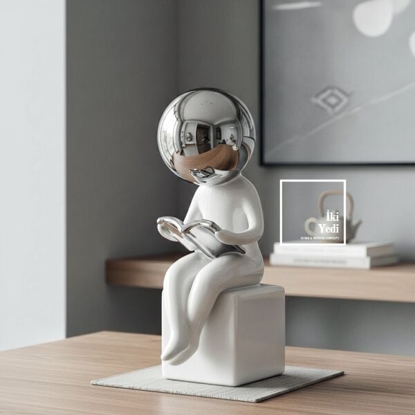 Sotion Bilge Okur Dekoratif Biblo 26 cm Modern Okuyan Figür Ev Ofis Masa Üstü Obje Ofis Hediyesi