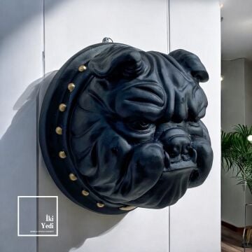 Duvara Asma Bulldog Kafası Bulldog Baş Figürü Siyah Duvar Dekoru Köpek Duvar Aksesuarı Modern Ofis Dekoru Heykel Biblo Özgün Hediye