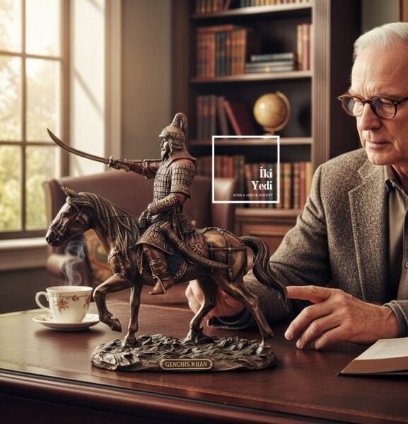 Bozkırın Demir Hükümdarı Bronz Kaplama Cengizhan Heykeli | Tarihi Lider Figürü Veronese Wise Design