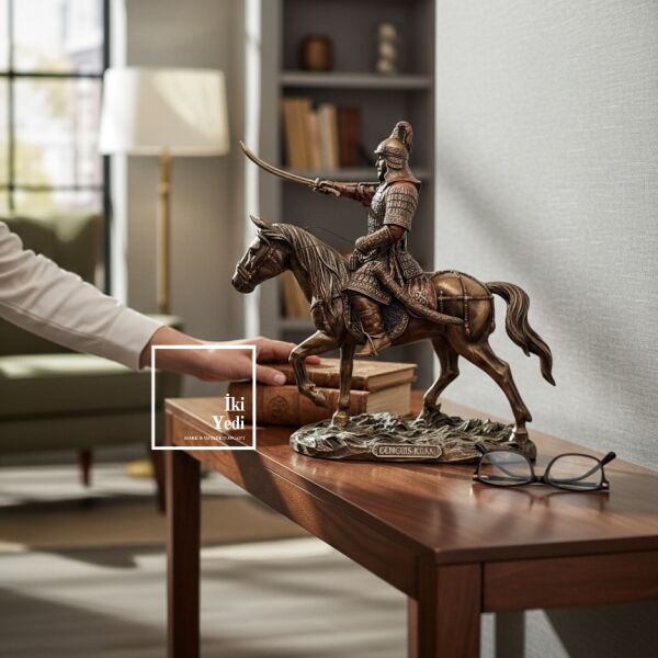 Bozkırın Demir Hükümdarı Bronz Kaplama Cengizhan Heykeli | Tarihi Lider Figürü Veronese Wise Design